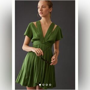 By Anthropologie Deep V neck Vibrant Mini Dress size M